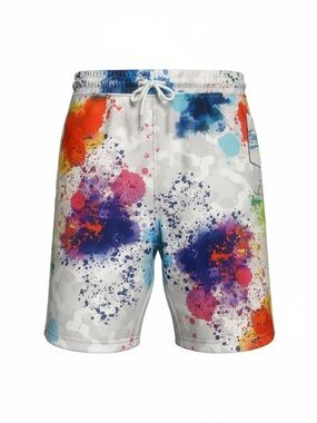 NWT White Shorts with Multicolor Paint-Splash Size Large